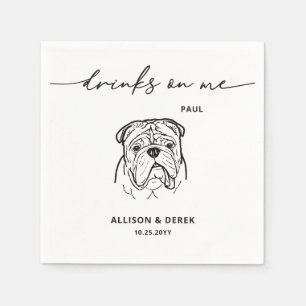 Cute Drinks on Me Pet English Bulldog Dog Wedding Napkin