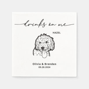 Cute Drinks on Me Pet Face Dog Wedding Napkin