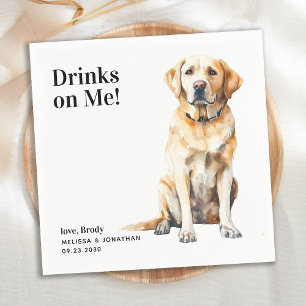 Cute Drinks On Me Yellow Labrador Dog Wedding Napkin