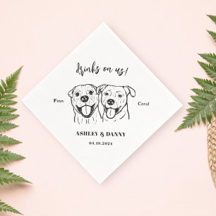 Cute Drinks on Us Dog  Wedding Pet Name Napkin