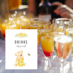 Cute Drinks Table Teddy Bear Gender Reveal Poster