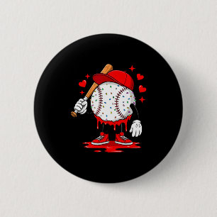 Cute Dripng Baseball Lover Valentines Day Boys Kid 6 Cm Round Badge