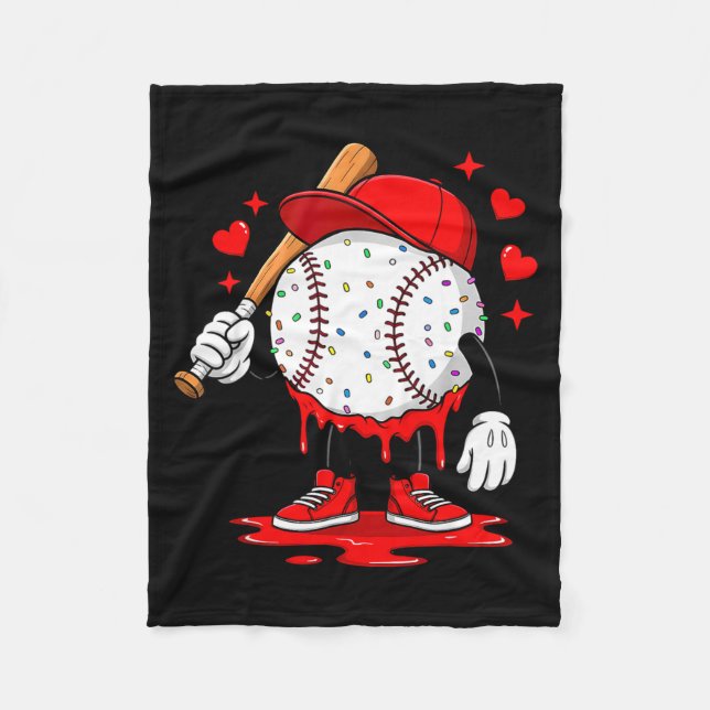 Cute Dripng Baseball Lover Valentines Day Boys Kid Fleece Blanket (Front)