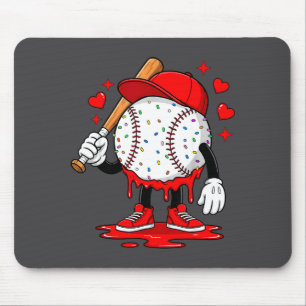Cute Dripng Baseball Lover Valentines Day Boys Kid Mouse Mat