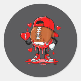 Cute Dripng Football Lover Heart Valentines Day Bo Classic Round Sticker