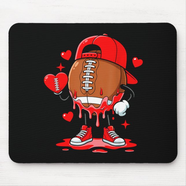 Cute Dripng Football Lover Heart Valentines Day Bo Mouse Mat (Front)