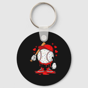 Cute Dripping Baseball Lover Valentines Day Boys K Key Ring