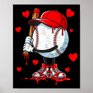 Cute Dripping Baseball Lover Valentines Day Boys K Poster