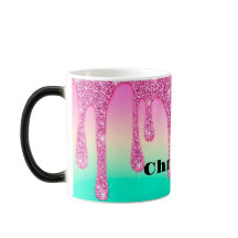 Cute Dripping Glitter Personalised Latte Mug