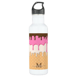 Cute Dripping Ice Cream Waffle Cone Monogram  710 Ml Water Bottle