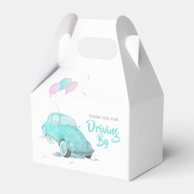 Cute Drive By Baby Shower Boy Favour Box 🚗 (Front Side)