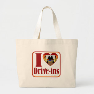 Cute Drive In Love Large Tote Bag