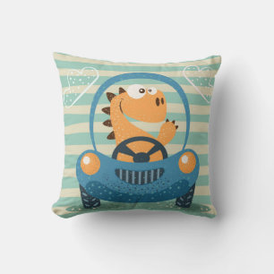 Cute Driving Dino Cushion
