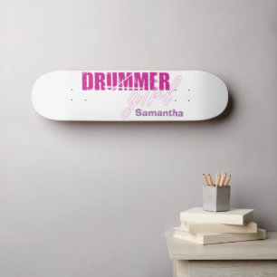Cute Drummer Girl First Name Purple Grunge Text Skateboard