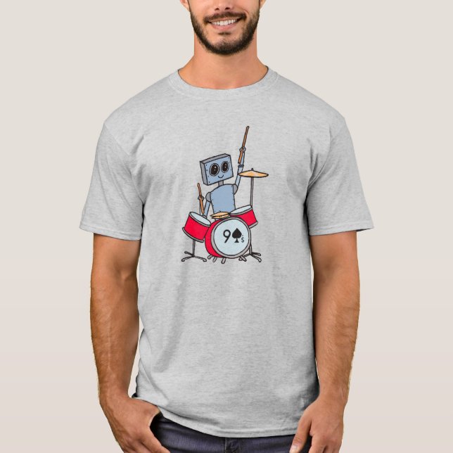Cute Drummer Robot T-shirt (Front)