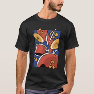 Cute Drummer Shirt Drum Set Kit Percussion Retro G