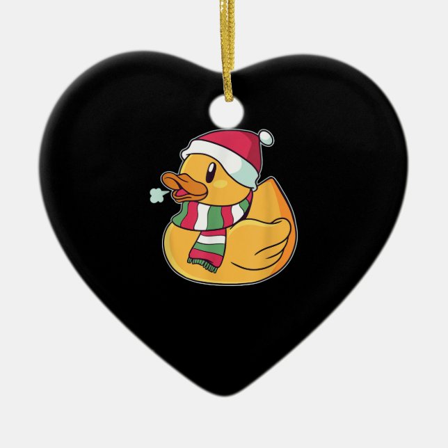 Cute Dub Duck Christmas Ceramic Tree Decoration (Front)