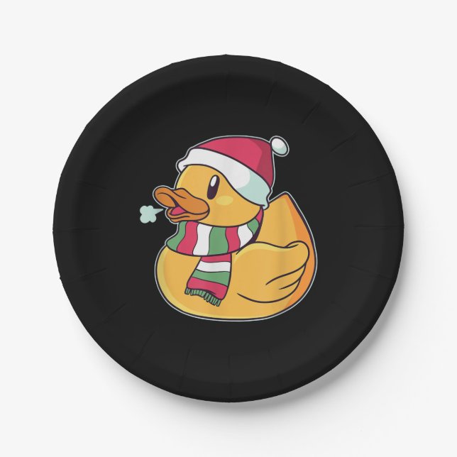 Cute Dub Duck Christmas Paper Plate (Front)