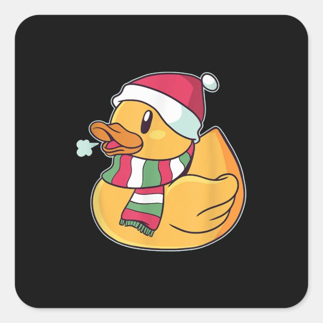Cute Dub Duck Christmas Square Sticker (Front)