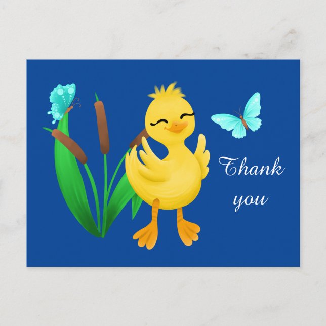cute duck and butterfly thank you postcard (Front)