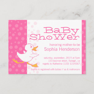 Cute duck baby shower pink invitation