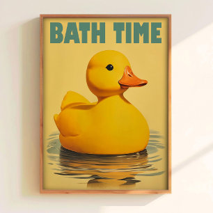 Cute Duck Bath Time Print Yellow Rubber Duck Print