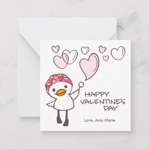 Cute Duck Bubble Hearts Valentine Card