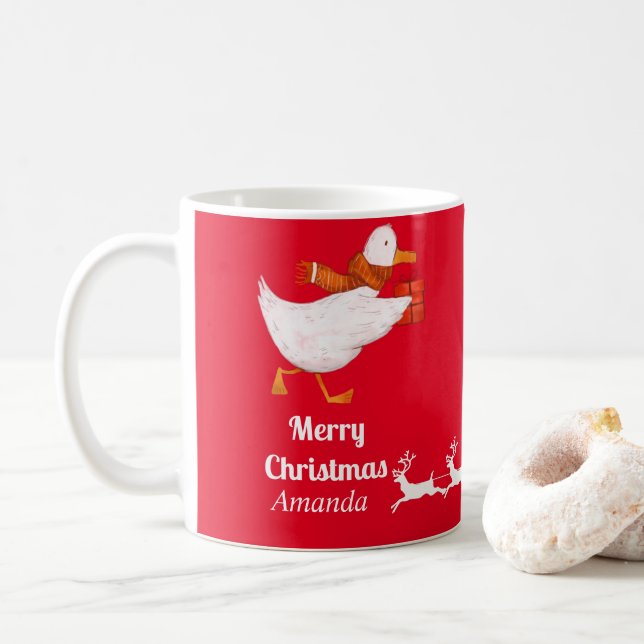 Cute duck christmas  coffee mug (With Donut)