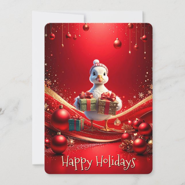 Cute Duck Christmas Holiday Card (Front)