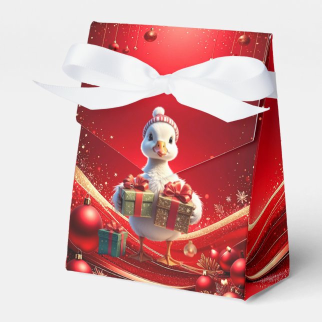 Cute Duck Christmas Holiday Favor Box (Front Side)