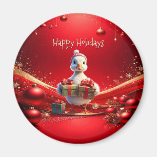 Cute Duck Christmas Holiday Magnet