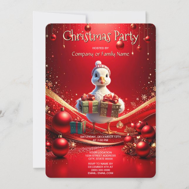 Cute Duck Christmas Holiday Party Invitation (Front)