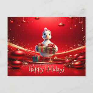 Cute Duck Christmas Holiday Postcard