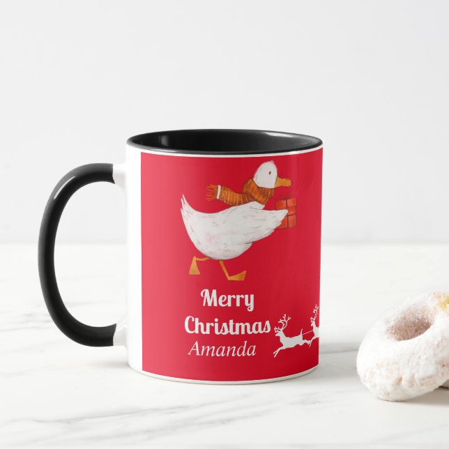 Cute duck christmas   mug (With Donut)