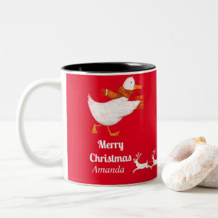 Cute duck christmas   Two-Tone coffee mug