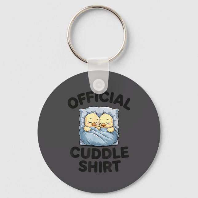 Cute Duck Couple Snuggle Cuddle  Key Ring (Front)