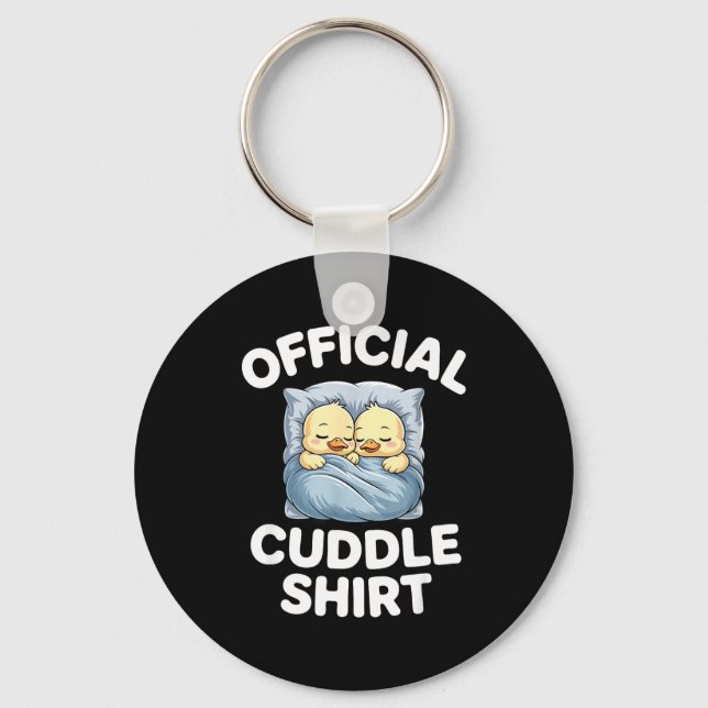 Cute Duck Couple Snuggle Cuddle  Key Ring (Front)