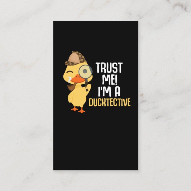 Cute Duck Detective Animal Humour Duck Lover Business Card (Front)