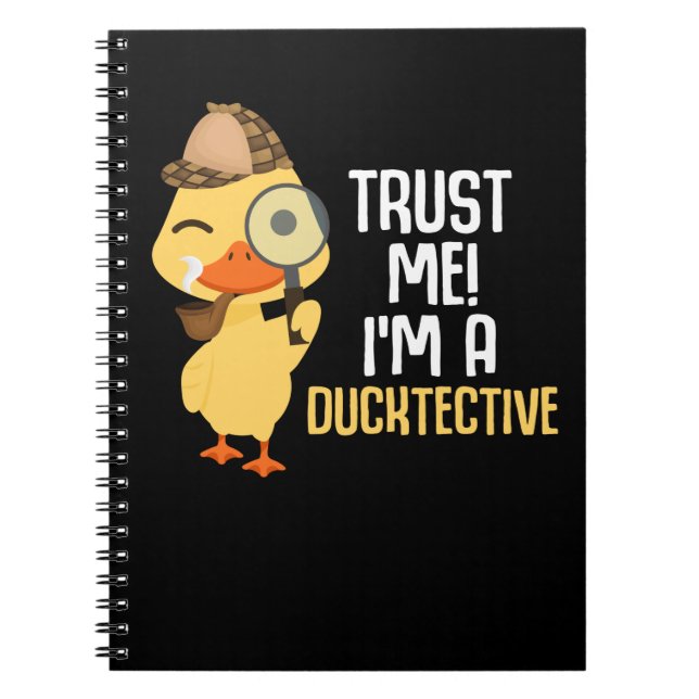 Cute Duck Detective Animal Humour Duck Lover Notebook (Front)