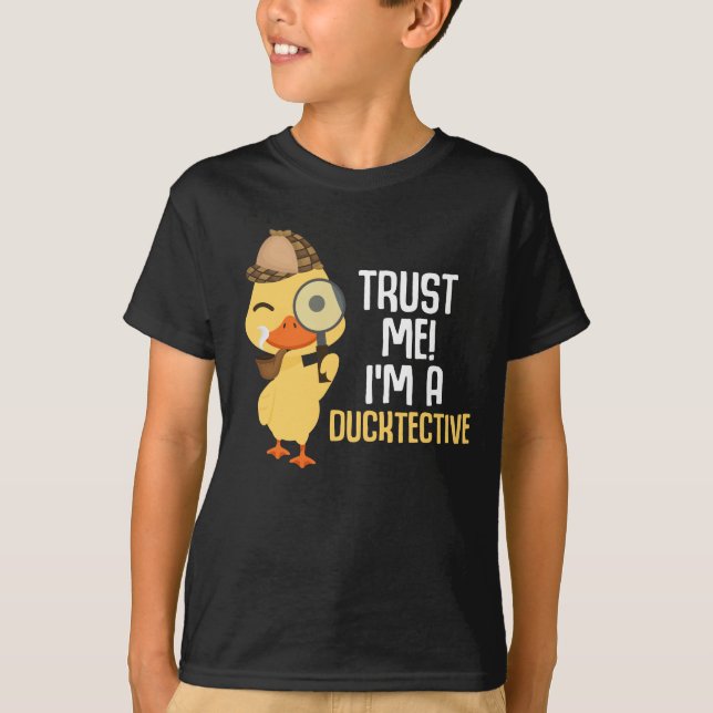 Cute Duck Detective Animal Humour Duck Lover T-Shirt (Front)