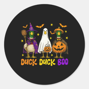 Cute Duck Duck Boo Funny Spooky Goose Halloween Fa Classic Round Sticker