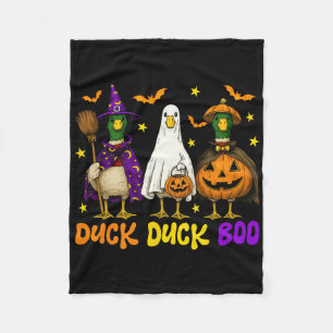 Cute Duck Duck Boo Funny Spooky Goose Halloween Fa Fleece Blanket
