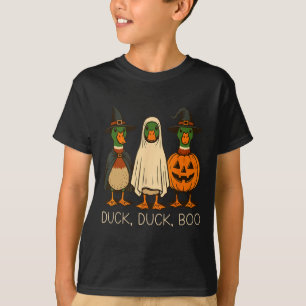 Cute Duck Duck Boo Funny Spooky Goose Halloween Fa T-Shirt
