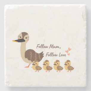 Cute Duck Family Marble Drink Coaster