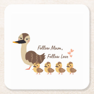 Cute Duck Family Marble Drink Coaster