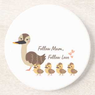 Cute Duck Family Marble Drink Coaster
