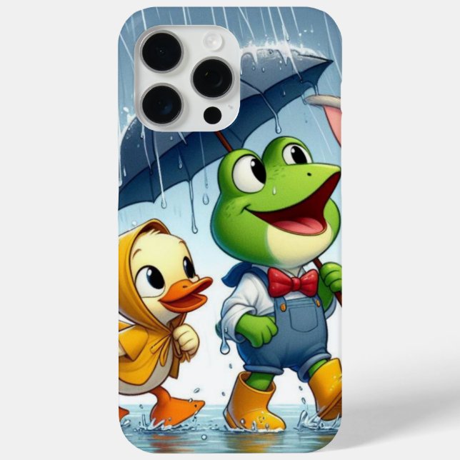 Cute duck, frog, bunny in the rain Case-Mate iPhone case (Back)