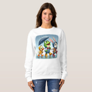 Cute duck, frog, bunny in the rain sweatshirt
