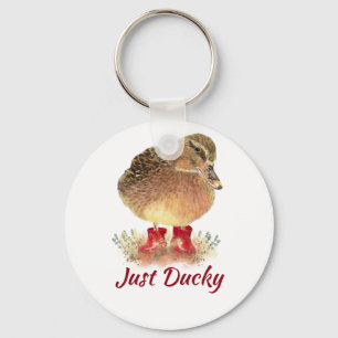 Cute Duck Fun Quote "Just Ducky"  Key Ring