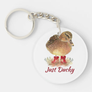 Cute Duck Fun Quote "Just Ducky"  Keychain